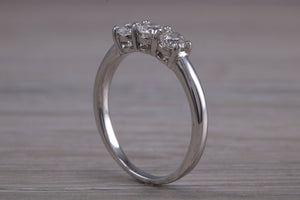 Traditional Diamond set Trilogy Ring in 18ct Yellow Gold or Platinum