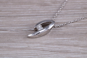 Diamond set 18ct White Gold Solitaire Necklace