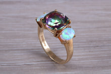 Load image into Gallery viewer, Mystic Topaz And Opal set Yellow Gold Ring