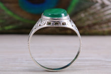 Load image into Gallery viewer, Oval cut Green Agate set Silver Ring