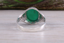 Load image into Gallery viewer, Oval cut Green Agate set Silver Ring