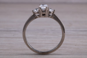 Diamond Look Trilogy Ring. Sterling Silver. Oval and Round CZ. Ideal promise,birthday,anniversary or graduation gift