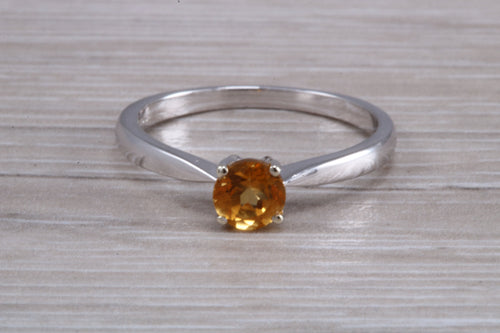 Quarter carat Citrine set White Gold Ring