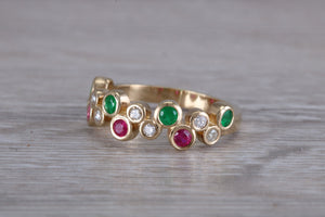 Multi Gemstone set Yellow Gold Ring