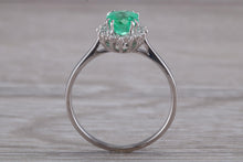 Load image into Gallery viewer, Emerald and Halo set Diamond White Gold Ring