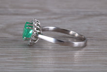 Load image into Gallery viewer, Emerald and Halo set Diamond White Gold Ring