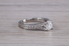 Load image into Gallery viewer, Split Shoulder Diamond set Platinum Engagement ring