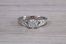 Load image into Gallery viewer, Split Shoulder Diamond set Platinum Engagement ring