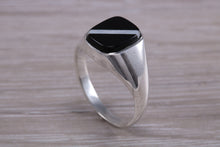 Load image into Gallery viewer, Natural Black Onyx and Mother of Pearl set Signet Ring