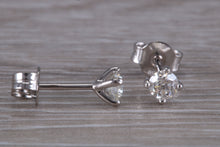 Load image into Gallery viewer, Half carat Diamond Solitaire set 18ct White Gold Stud Earrings