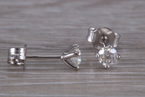 Half carat Diamond Solitaire set 18ct White Gold Stud Earrings