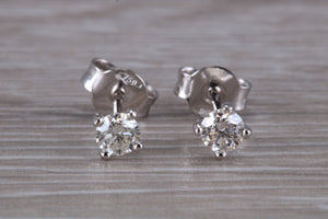 Half carat Diamond Solitaire set 18ct White Gold Stud Earrings
