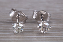 Load image into Gallery viewer, Half carat Diamond Solitaire set 18ct White Gold Stud Earrings