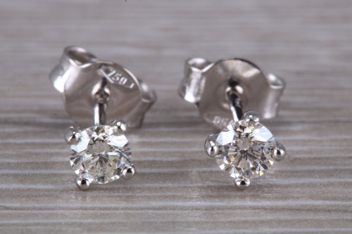Half carat Diamond Solitaire set 18ct White Gold Stud Earrings
