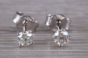 Half carat Diamond Solitaire set 18ct White Gold Stud Earrings
