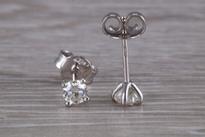 Half carat Diamond Solitaire set 18ct White Gold Stud Earrings