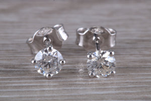 Half carat Diamond Solitaire set 18ct White Gold Stud Earrings
