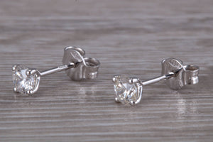 Half carat Diamond Solitaire set 18ct White Gold Stud Earrings