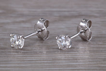 Load image into Gallery viewer, Half carat Diamond Solitaire set 18ct White Gold Stud Earrings