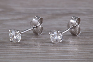 Half carat Diamond Solitaire set 18ct White Gold Stud Earrings
