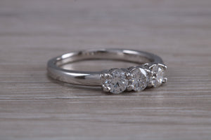 Traditional Diamond set Trilogy Ring in 18ct Yellow Gold or Platinum