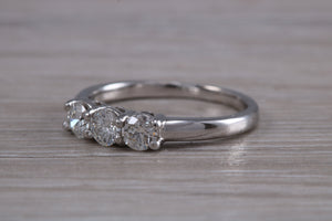 Traditional Diamond set Trilogy Ring in 18ct Yellow Gold or Platinum
