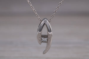 Diamond set 18ct White Gold Solitaire Necklace
