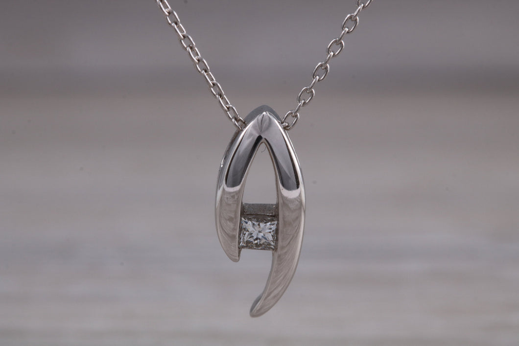 Diamond set 18ct White Gold Solitaire Necklace