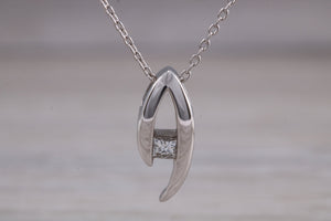 Diamond set 18ct White Gold Solitaire Necklace