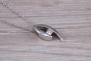 Diamond set 18ct White Gold Solitaire Necklace