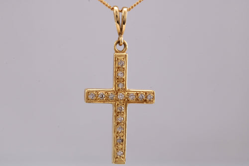 Diamond set Cross Necklace, Made from 18ct Gold with Solid Chunky Feel