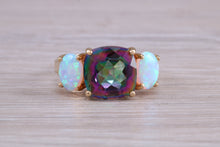 Load image into Gallery viewer, Mystic Topaz And Opal set Yellow Gold Ring
