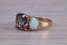 Load image into Gallery viewer, Mystic Topaz And Opal set Yellow Gold Ring