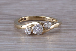 Diamond set Trilogy Cluster on a Twist Shank Ring