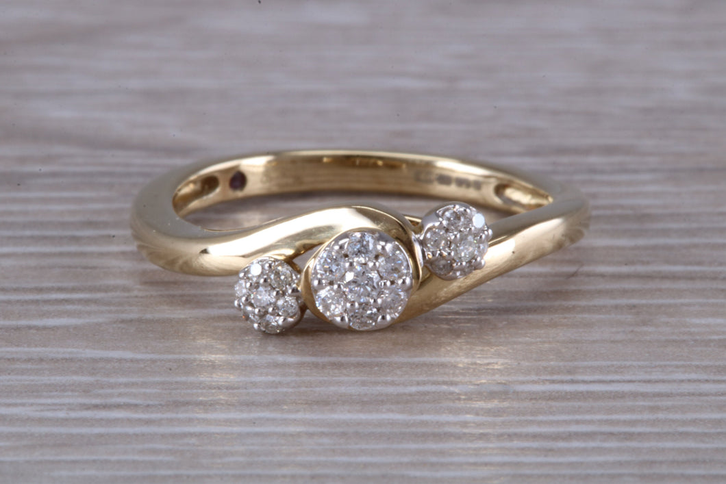 Diamond set Trilogy Cluster on a Twist Shank Ring