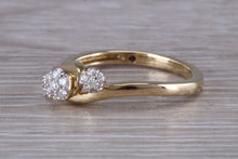 Load image into Gallery viewer, Diamond set Trilogy Cluster on a Twist Shank Ring