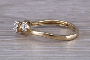 Diamond set Trilogy Cluster on a Twist Shank Ring