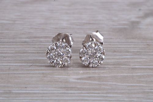 Diamond Cluster set White Gold Stud Earrings