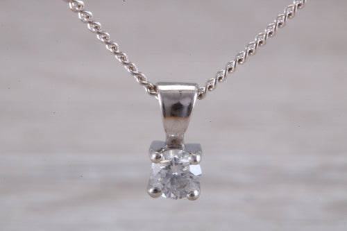 Simple Diamond Solitaire set White Gold Necklace