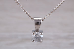 Simple Diamond Solitaire set White Gold Necklace