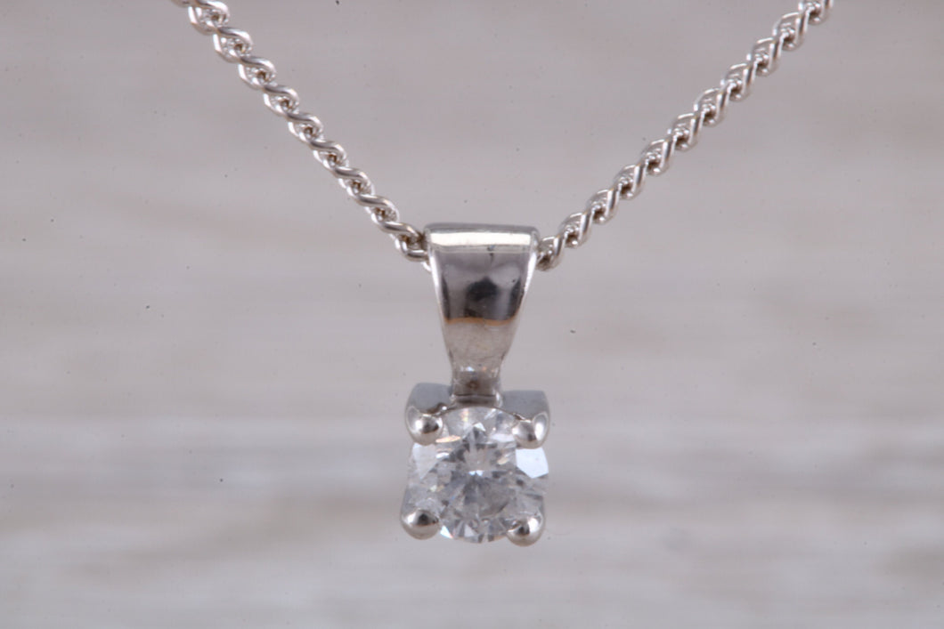 Simple Diamond Solitaire set White Gold Necklace