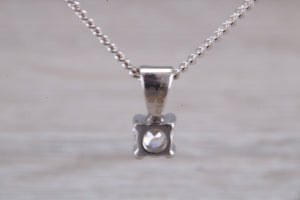 Simple Diamond Solitaire set White Gold Necklace