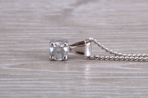 Simple Diamond Solitaire set White Gold Necklace