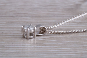 Simple Diamond Solitaire set White Gold Necklace