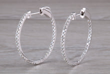 Load image into Gallery viewer, Large Full Circle set Diamond Hoop Earrings, Over One carat of Diamonds