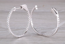 Load image into Gallery viewer, Large Full Circle set Diamond Hoop Earrings, Over One carat of Diamonds