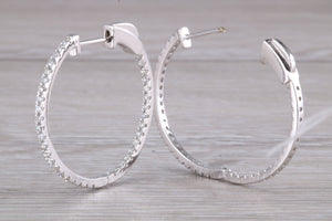Large Full Circle set Diamond Hoop Earrings, Over One carat of Diamonds
