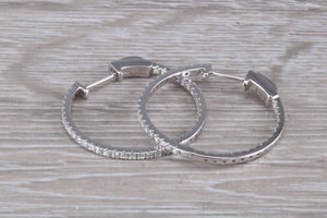 Large Full Circle set Diamond Hoop Earrings, Over One carat of Diamonds