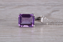 Load image into Gallery viewer, Natural Emerald cut Amethyst Necklace set in White Gold