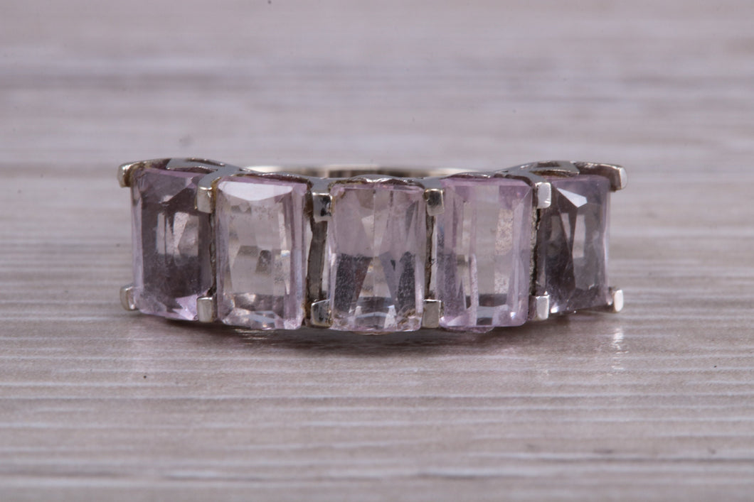 Five stone Morganite set White Gold Ring